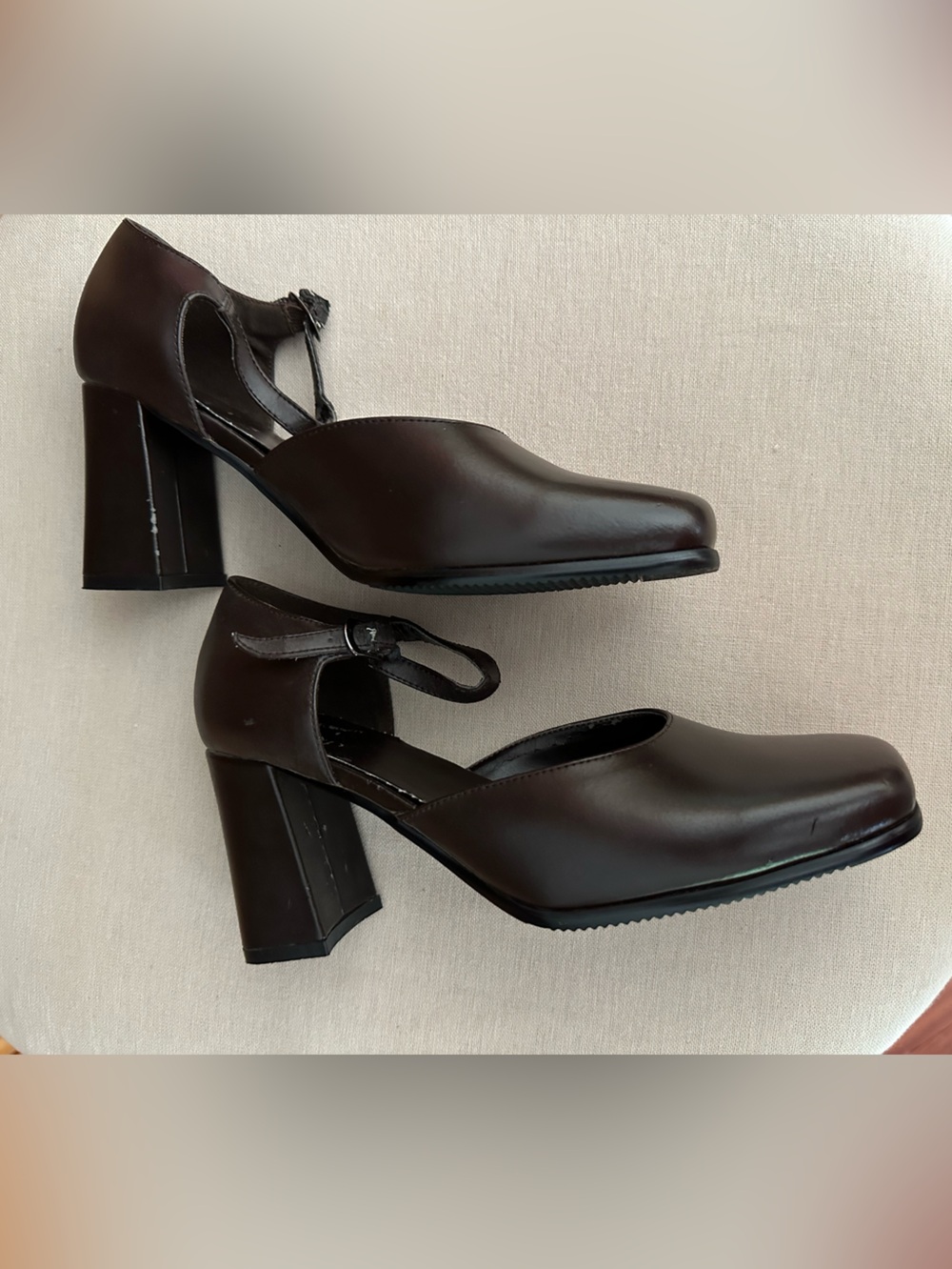 RSVP Brown Straps Block 3 Inch Heels Women Size 7